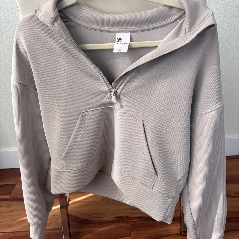 all in motion Light Gray Quarter-Zip Hooded Sweatshirt